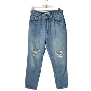 Madewell The Mom Jean In Gilford Wash Ripped Edition Size 28